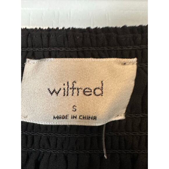 Wilfred Dress Women's Size S Black Strapless Smocked Ruffle Trim A-Line Midi - Picture 7 of 9